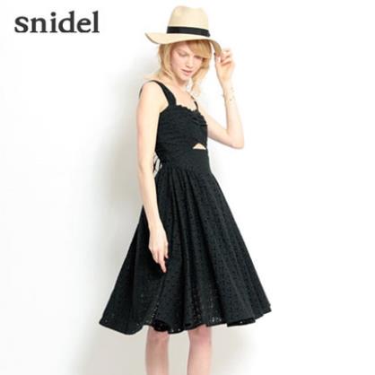 snidel2015春夏新品腰部镂空性感吊带连衣裙