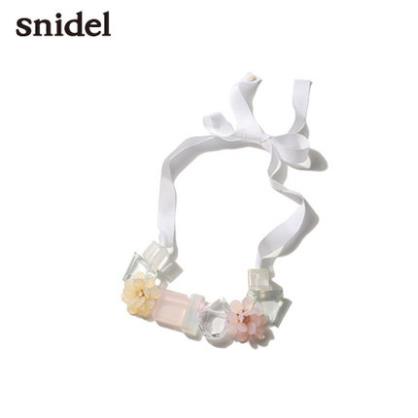 snidel2015春夏新品甜美花朵钉珠丝带项链